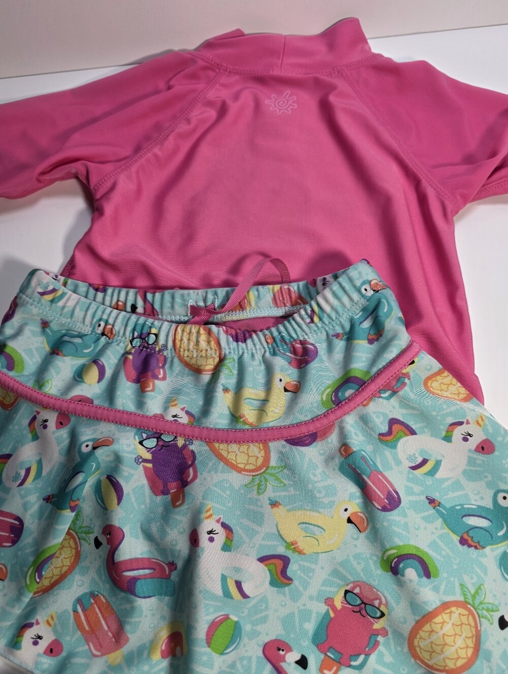 Girls Pink Popsicle Swim Set with Skirt and Hat - Size 5 - Picture 4 of 7